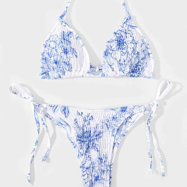 Dame Triangel-Bikini i legende blomsterdesign med justerbare stropper Stilla