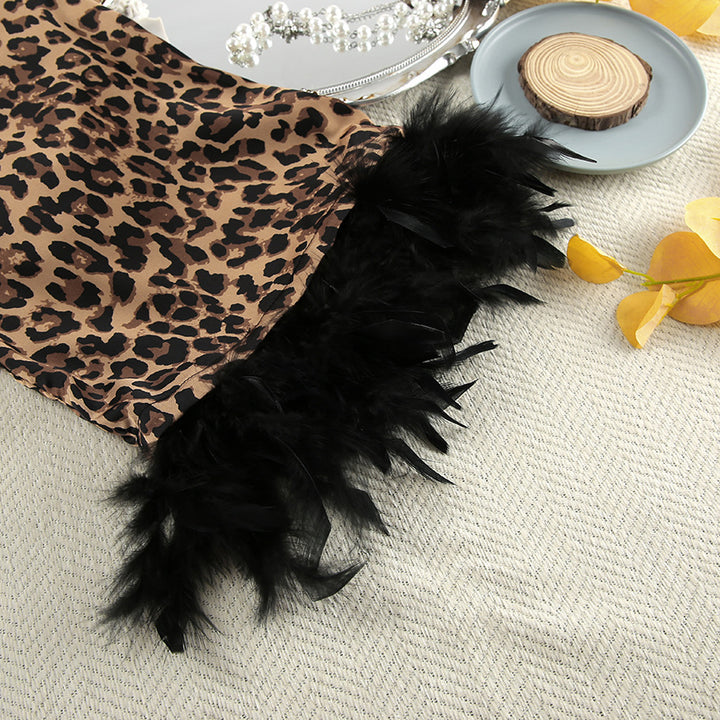 Dame maxikjole med leopardtryk og elegant drapering Stilla