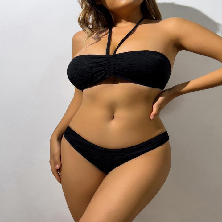Dame Bandeau-Bikini med elastiske stropper og raffineret indpakningsdetalje Skovae