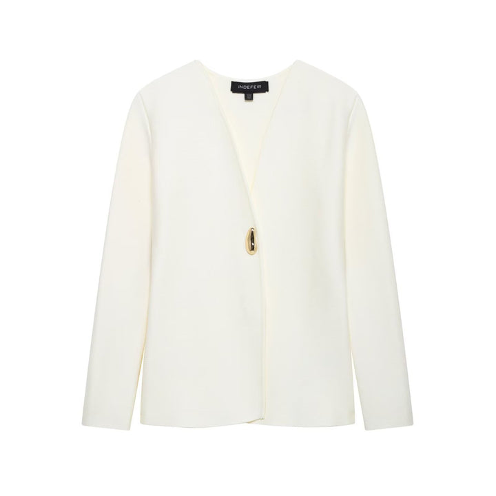 Dame Casual Vinklet Blazer med Statement-Knapdetalje Stilla