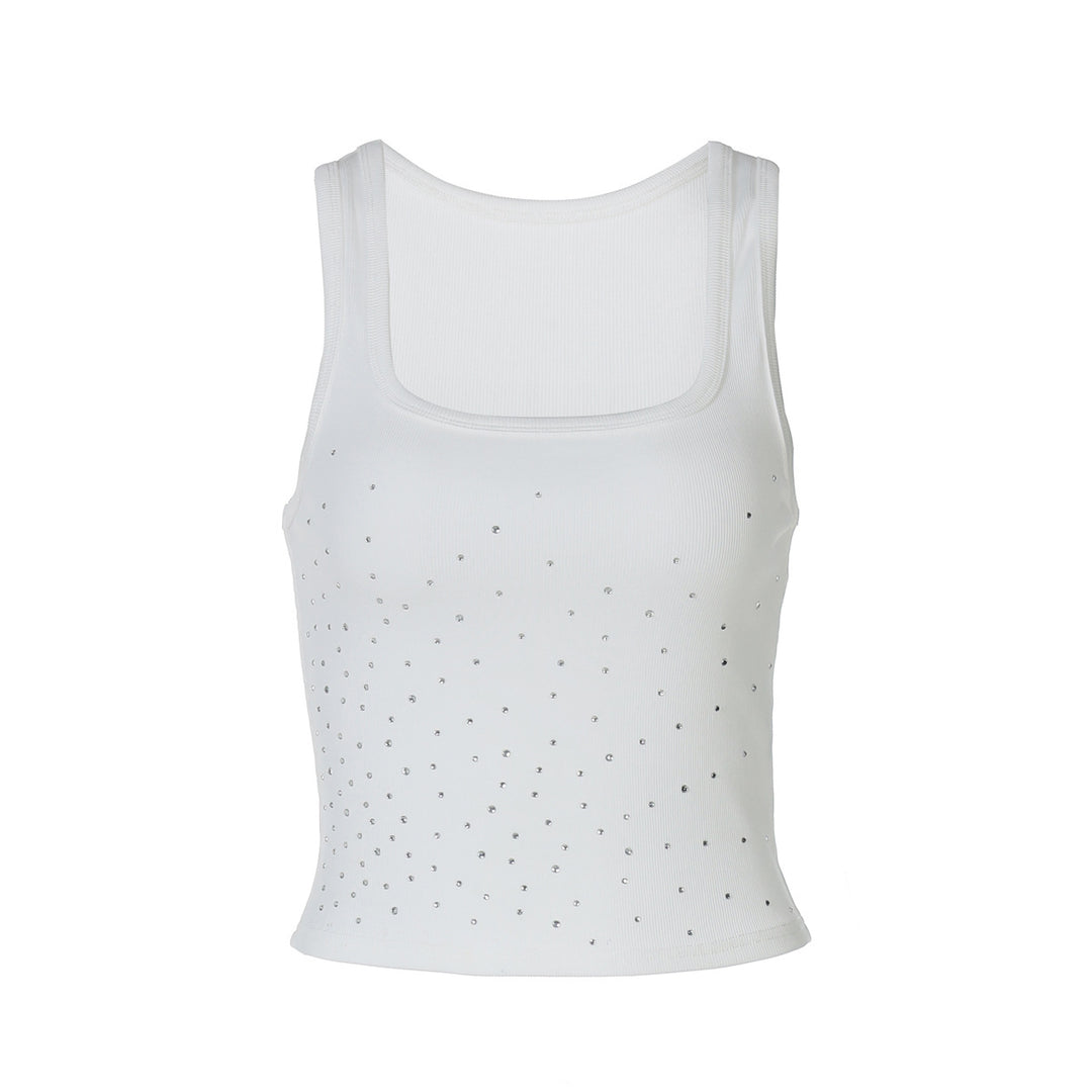 Dame Elegant crop top med funklende strasssten Stilla