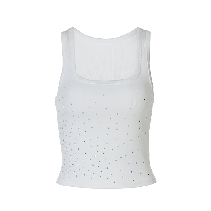 Dame Elegant crop top med funklende strasssten Stilla