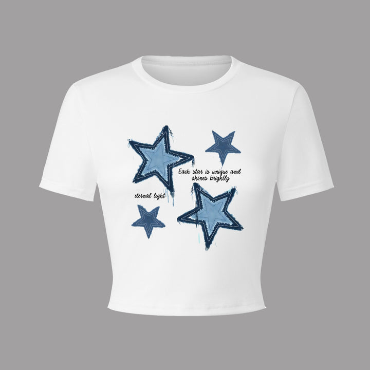 Dame Crop-T-Shirt med kreativt hjerte motiv og motiverende tekst Skovae