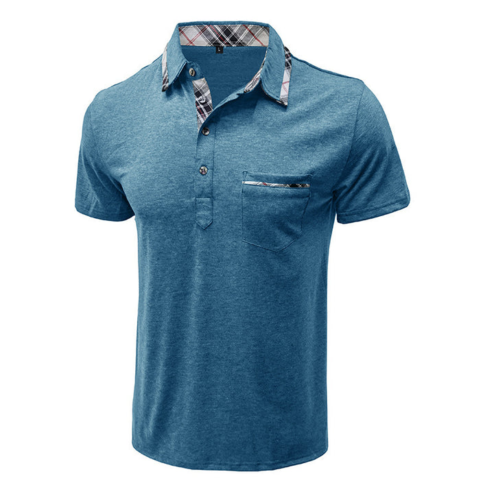 Herrer poloshirt med kontrastfarvet krave og stilfuld brystlomme Stilla