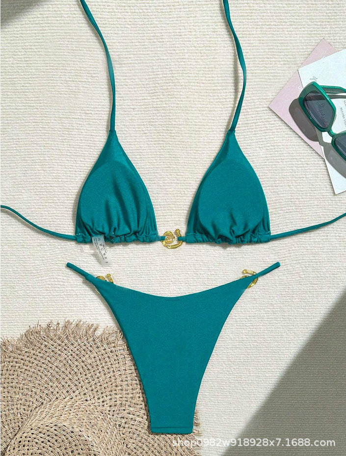 Dame Triangel-Bikini med gyldne accenter og justerbare stropper Stilla