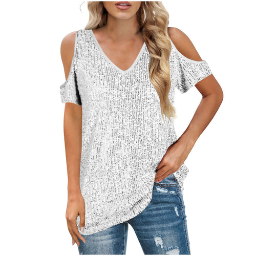 Dame Cold-Shoulder Pailletter Top Stilla