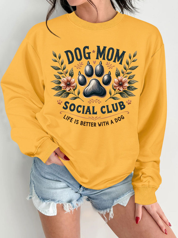 Kvindernes sweatshirt med trendy hundemotiv og forbedret print Stilla
