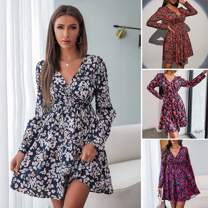 Dame Blomsterprint Wrap Kjole Stilla