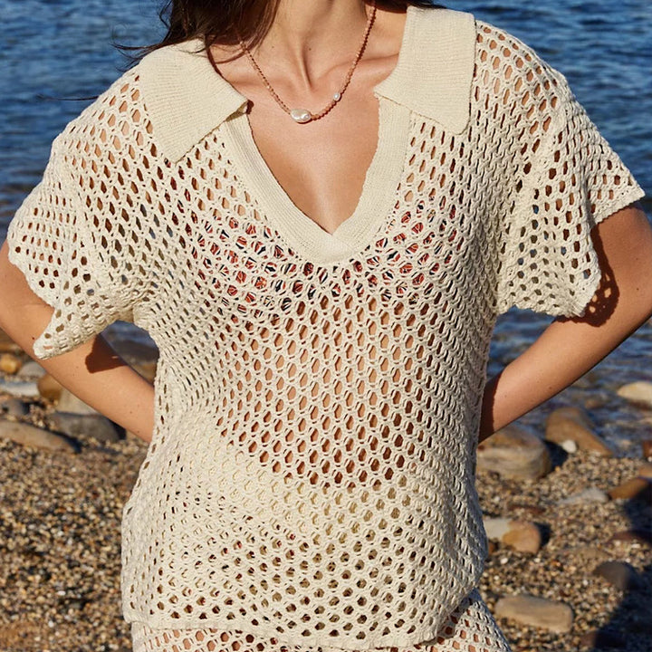 Dame Crochet-Stranddragt med bred pasform og V-udskæring Stilla