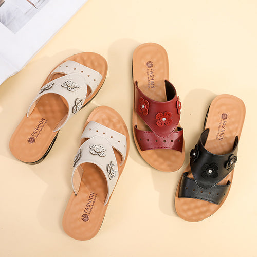 Femme dekorative Slide Sandaler med florale accenter Stilla