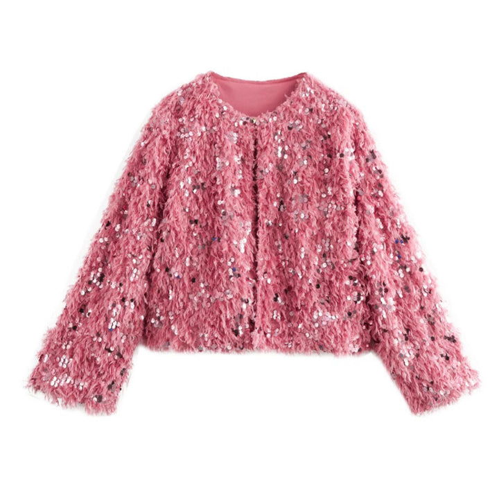 Femme Shimmery Fuzzy Crop Jakke Stilla