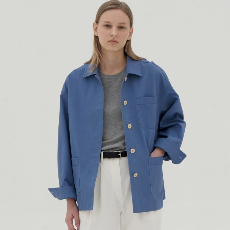 Dame Oversized Utility-Jakke med praktiske lommer og moderne knapdetaljer Stilla