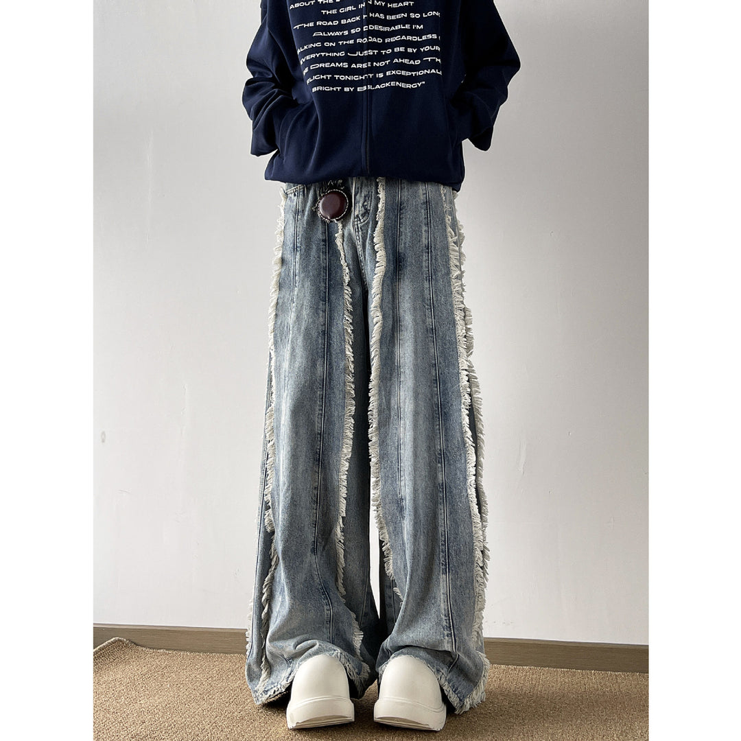 Stilfulde damejeans med vidde ben og distressed-effekter Stilla