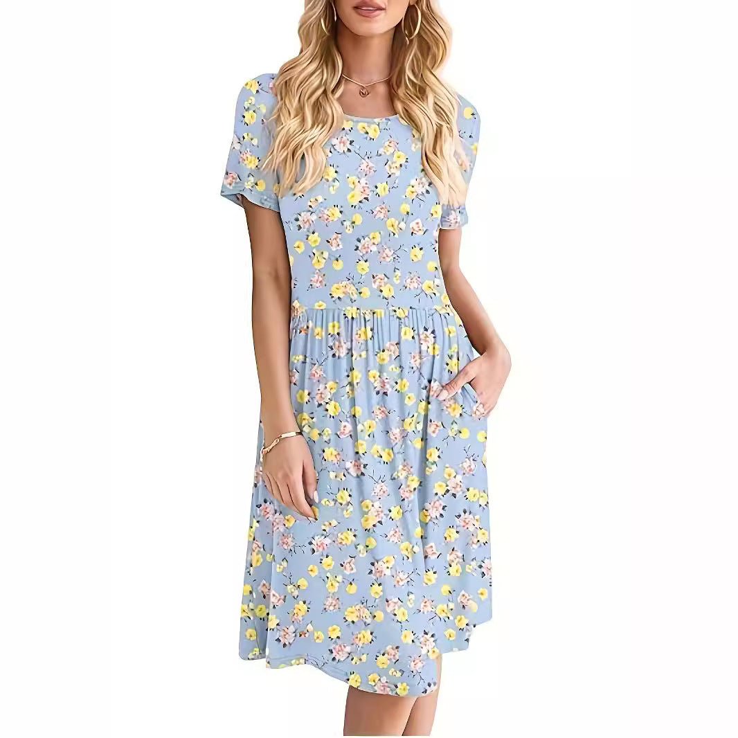 Dame blomster mønster midi kjole Stilla