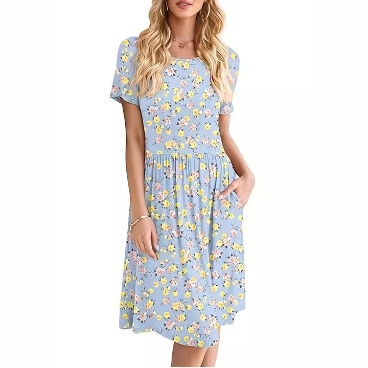 Dame blomster mønster midi kjole Stilla