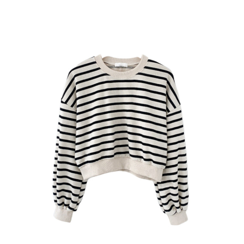 Damer stribet afslappet sweatshirt med puffærmer Stilla