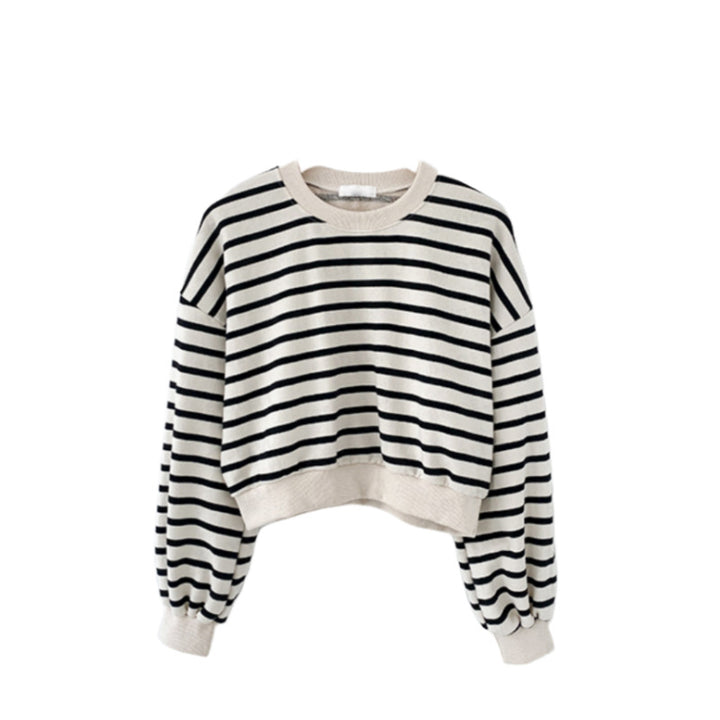 Damer stribet afslappet sweatshirt med puffærmer Stilla