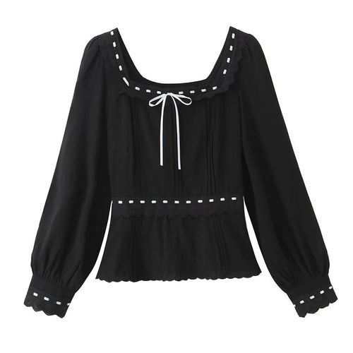 Femme Rüsch Peplum Bluse med bølget detalje Stilla