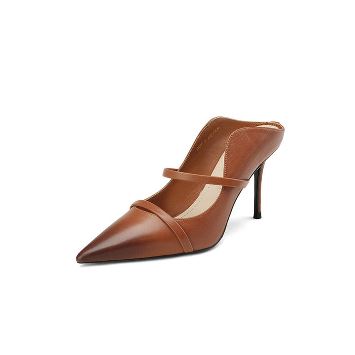 Dame elegante spids Slingback-hæle med dual-rem-design Stilla