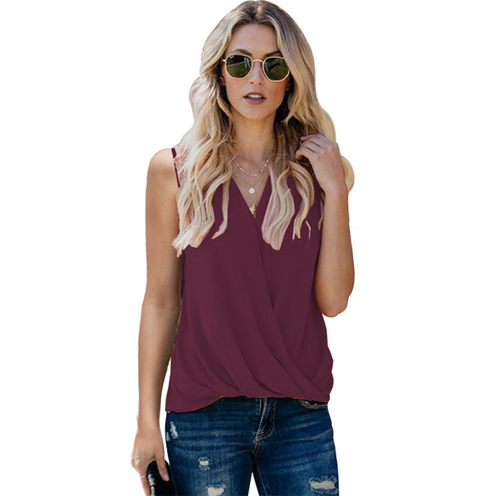 Dame indpakningsbluse med V-hals og flydende pasform Stiila