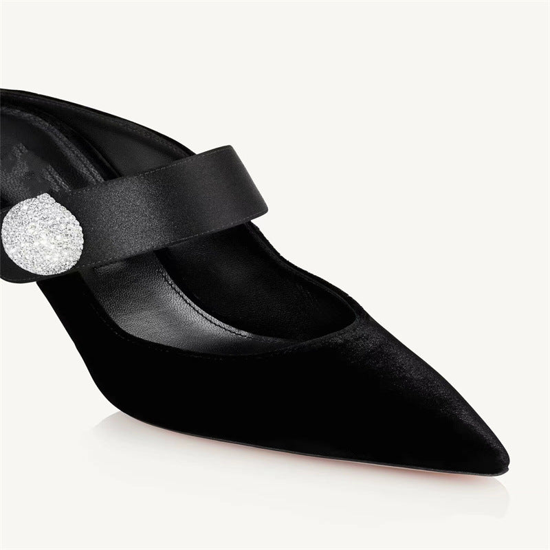 Femme Spids-Tå Slingback-Hæle med dekorativ rem Stilla