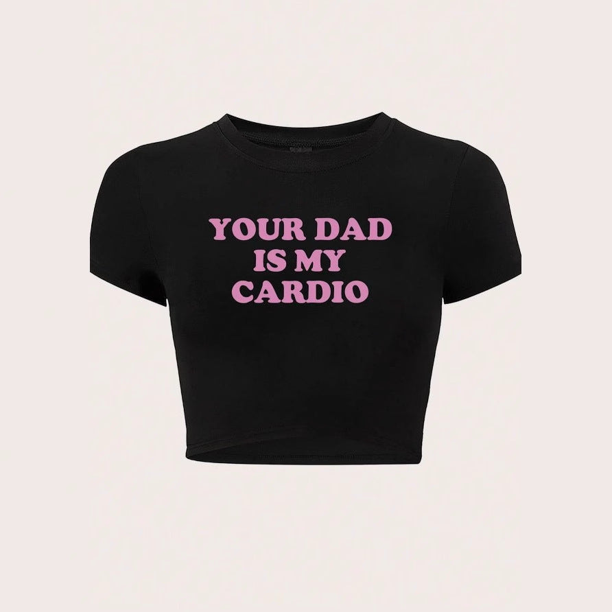 Dame Crop-top med sjov tekst og moderne snit Skovae