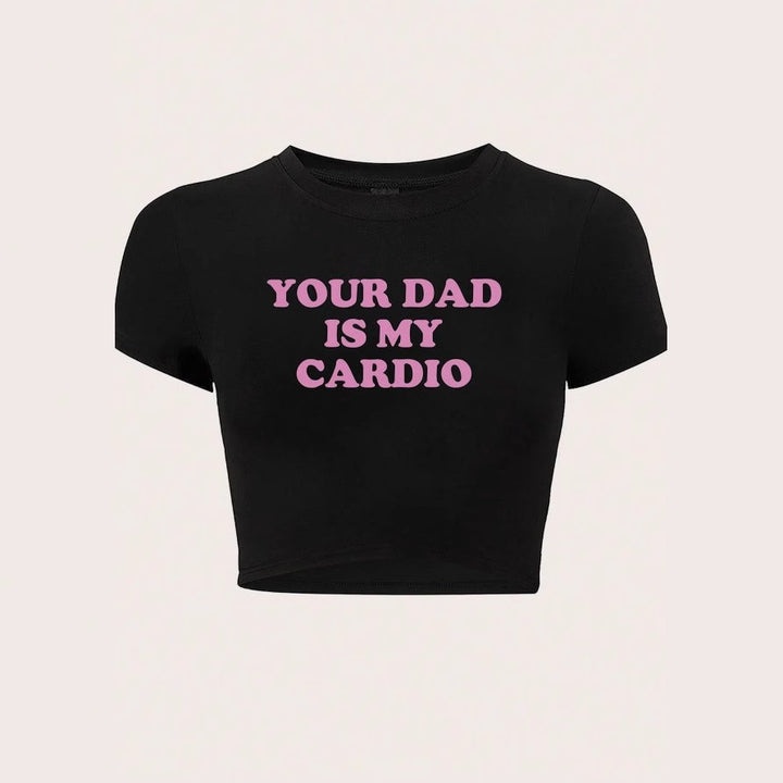 Dame Crop-top med sjov tekst og moderne snit Skovae