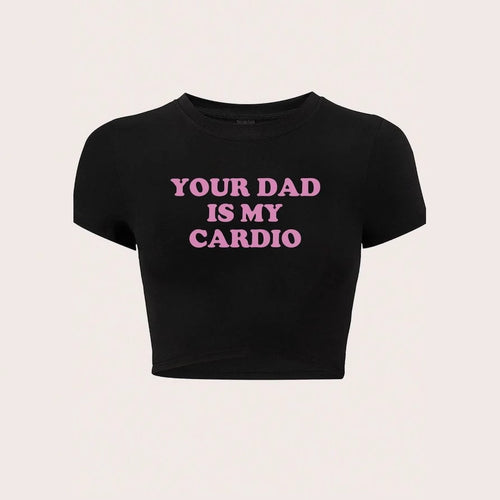 Dame Crop-top med sjov tekst og moderne snit Skovae