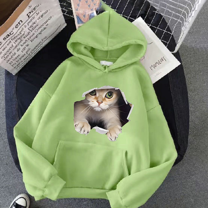 Kvinders hoodie med kreativ kat design Skovae 1772612757