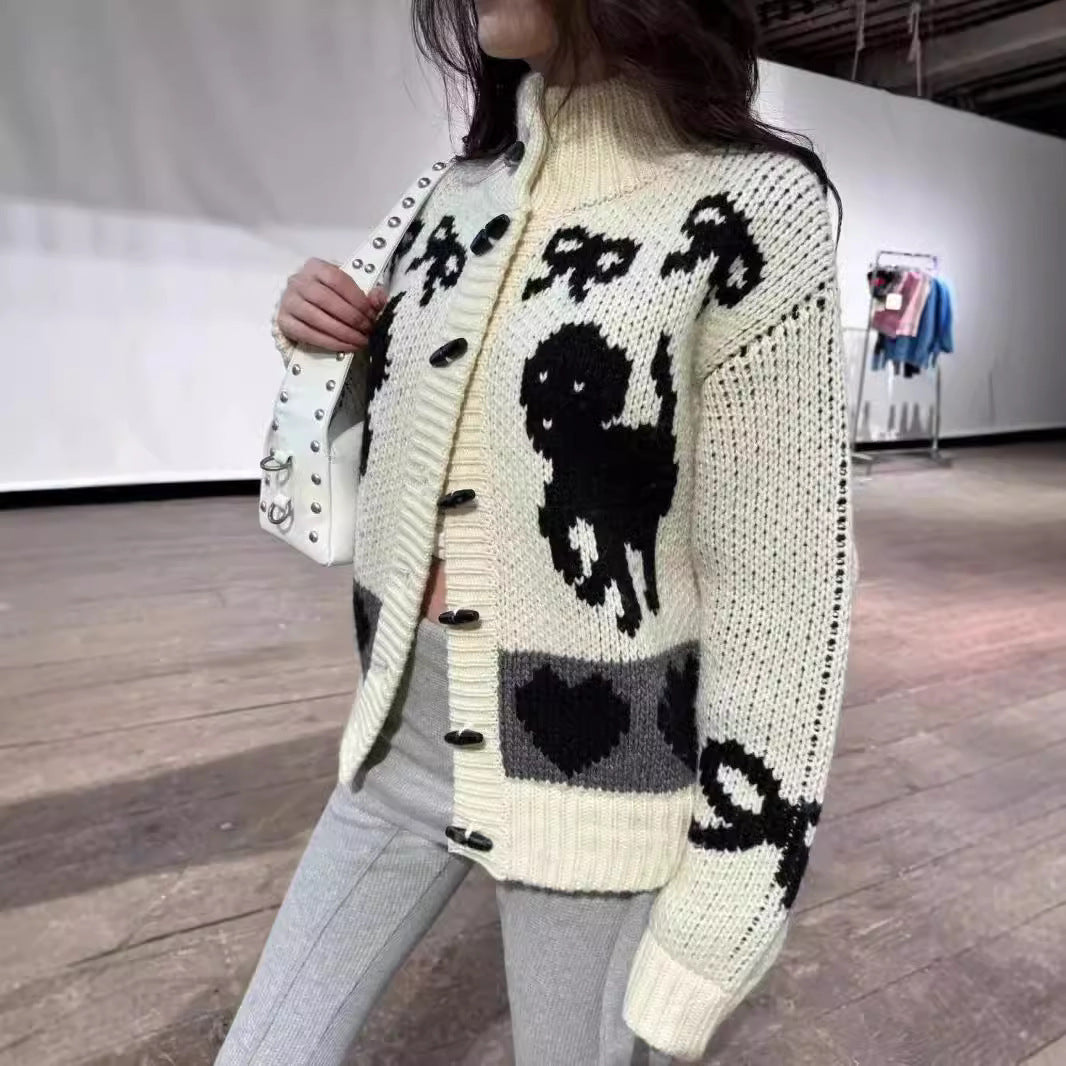 Kvinders cardigan med dyremønster Stilla