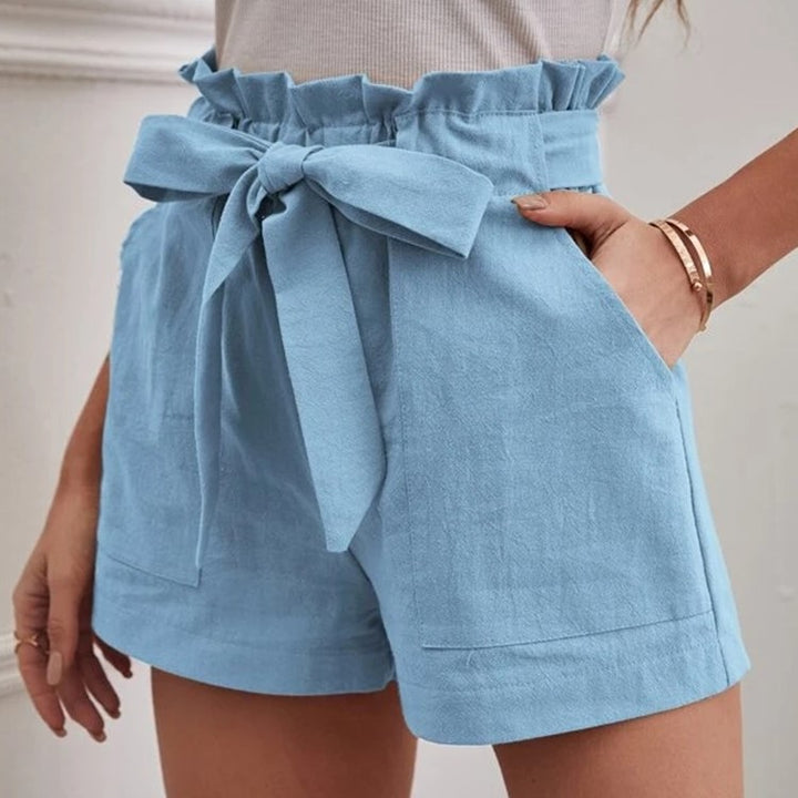 Dame højtaljede shorts med bundet detalje Stilla