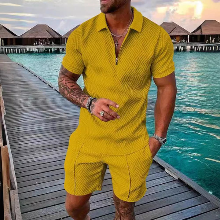 Herrer moderigtig kort overall med struktureret design Stilla