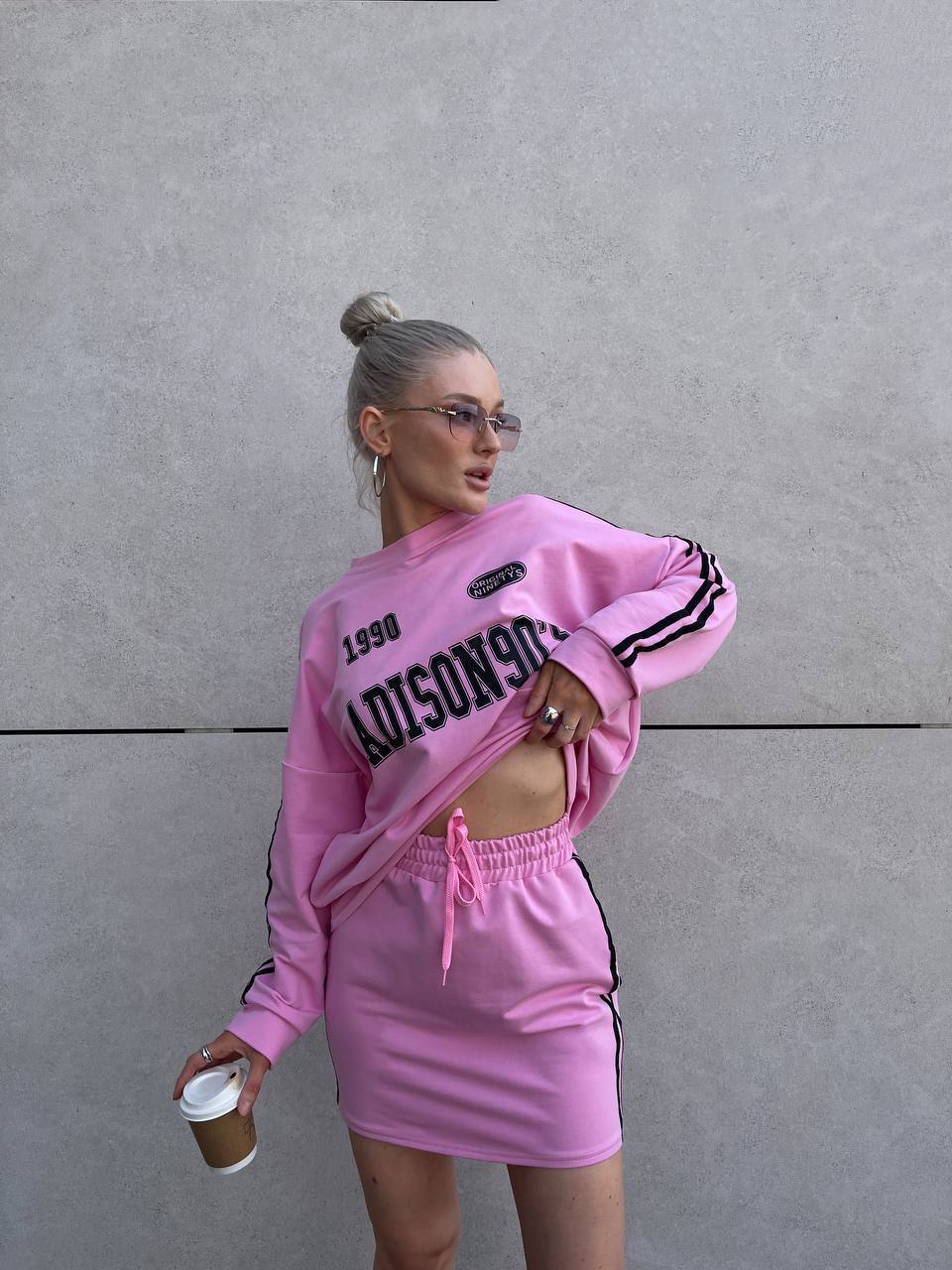 Damer sporty sweatshirt kjole med løs pasform og elastisk talje Skovae