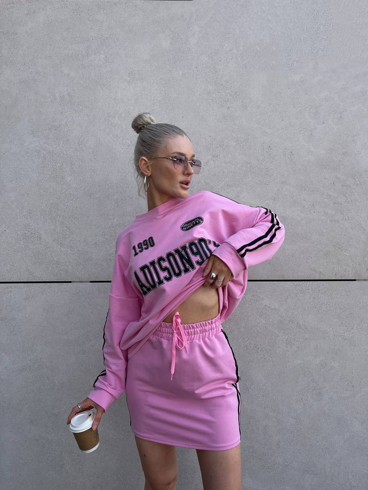 Damer sporty sweatshirt kjole med løs pasform og elastisk talje Skovae