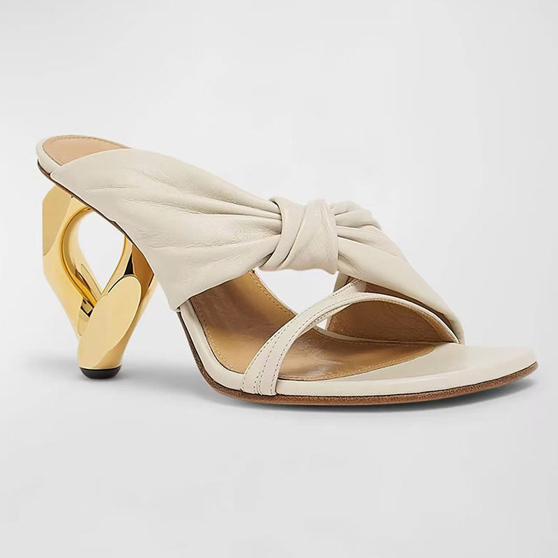 Femme High-Heel Slide Sandaler med dekorativ knude og skulpturel hæl Stilla
