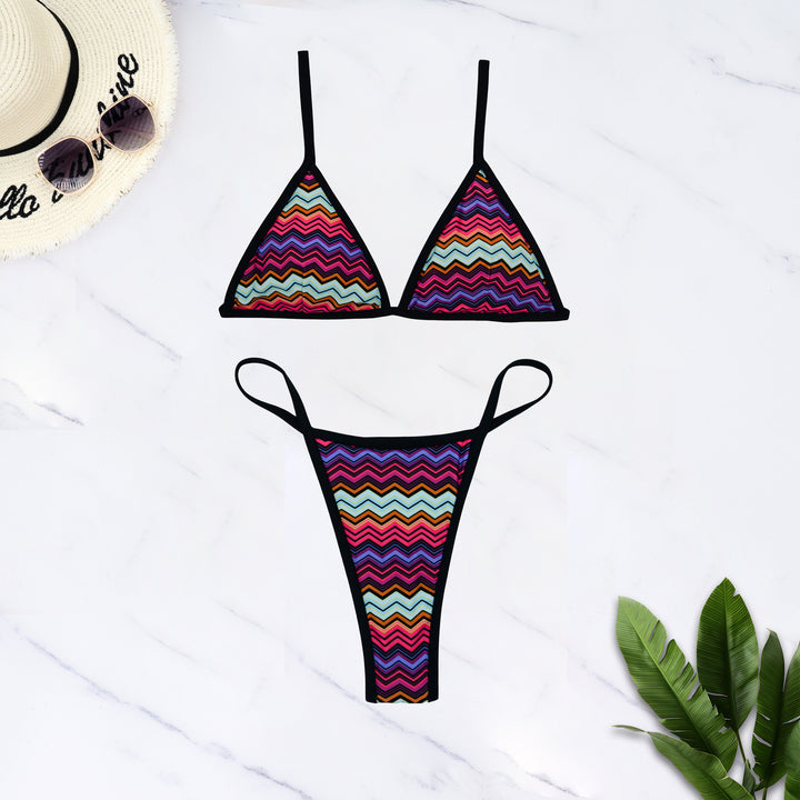 Dame Triangel-Bikini med blomsterdesign og justerbare stropper Skovae