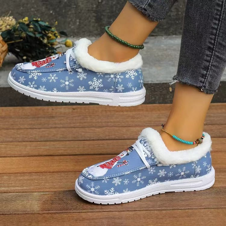 Dame vinter sneakers med hyggeligt foring og festligt snemand-design Stilla
