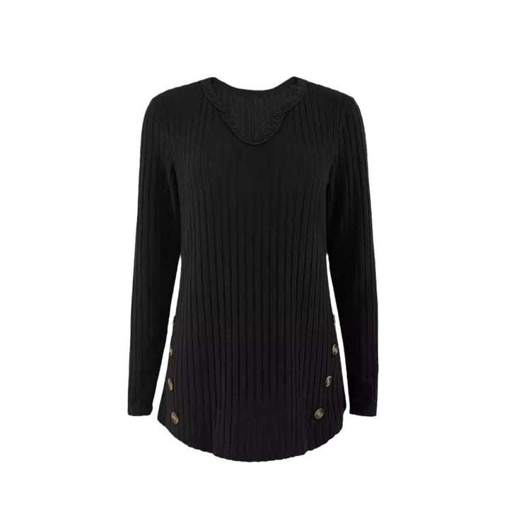 Dame Modetrend V-Udskæring Sweater med Knapdetaljer Stilla