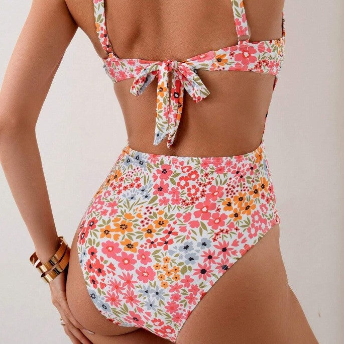 Dame Floral Print Højskåret Én-dels Badedragt Stilla