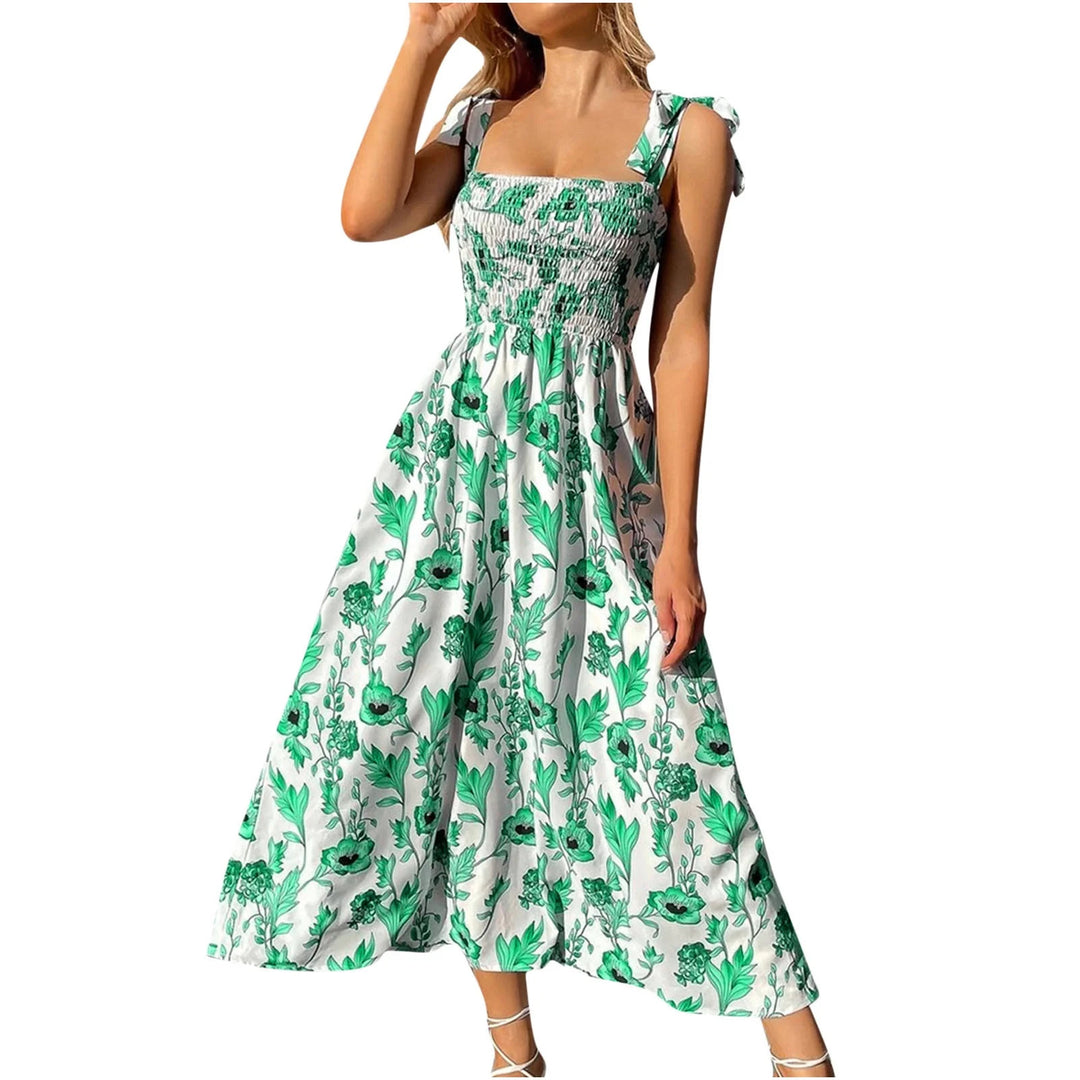 Dame Blomster Shirt Midi Kjole Stilla