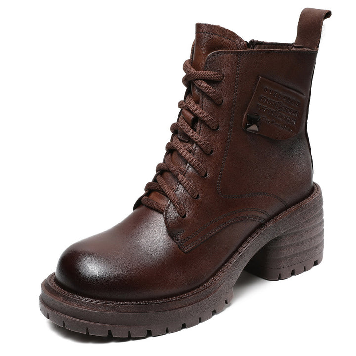 Dame Mode-Foreward Chunky Heel Snørestøvler Stilla