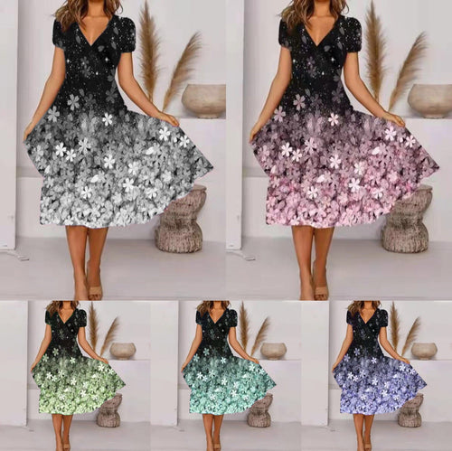 Stilla | Elegant Floral Print Mode A-linjeet Kjole