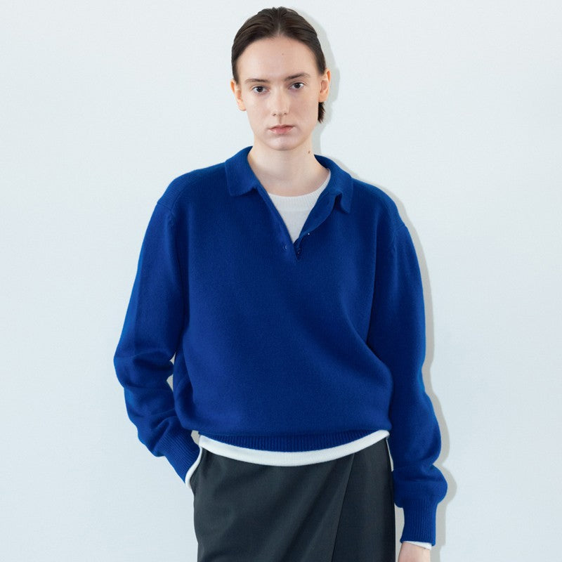 Herrer Pullover med krave og knapstolpe Stilla