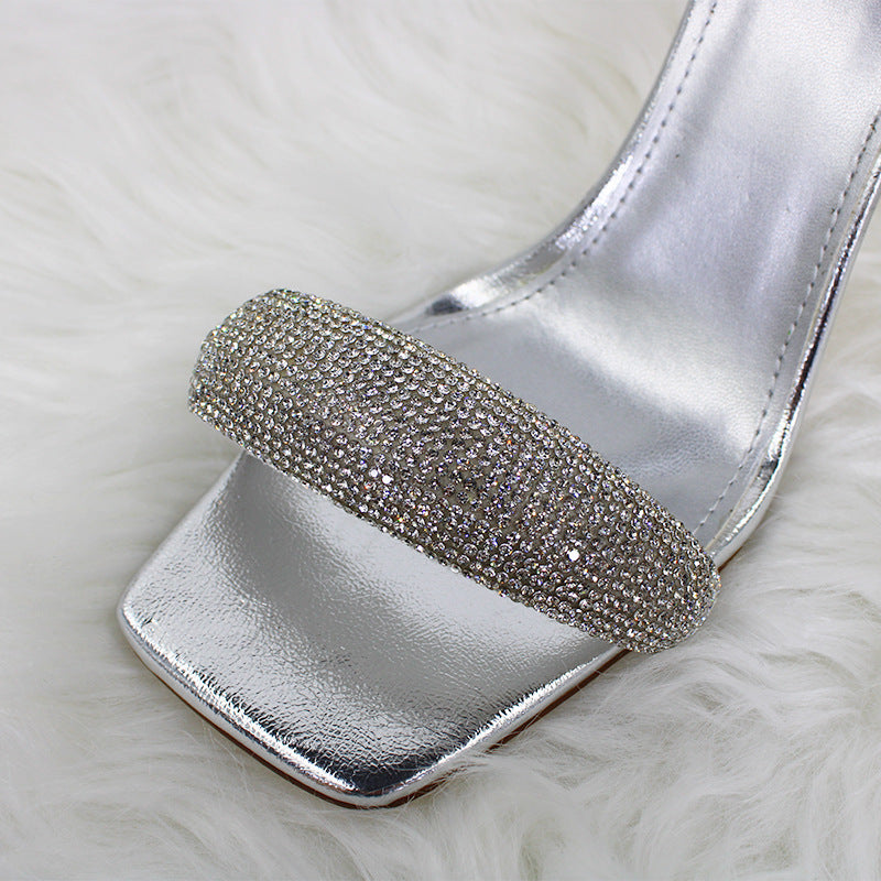 Femme High Heel Sandaler med Remme med Strass dekoreret Ankelbælte Stilla