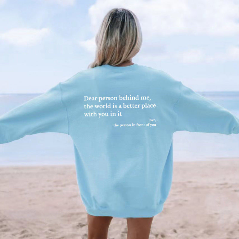 Kvinders sweatshirt med inspirerende tekst Skovae