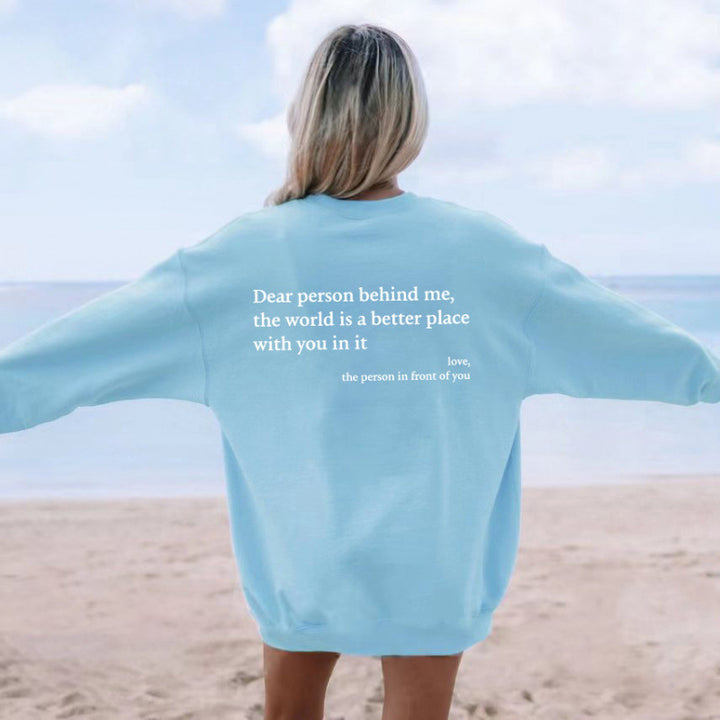 Kvinders sweatshirt med inspirerende tekst Skovae