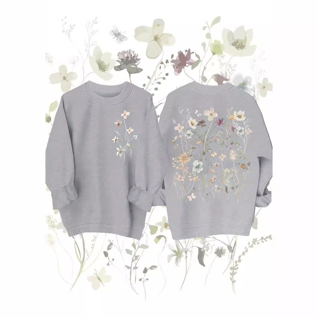 Kvinders sweatshirt med blomstermønster og blød inderside Stilla