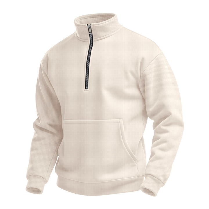 Herrer sporty fleece-pullover med lynlås og lommer Stilla