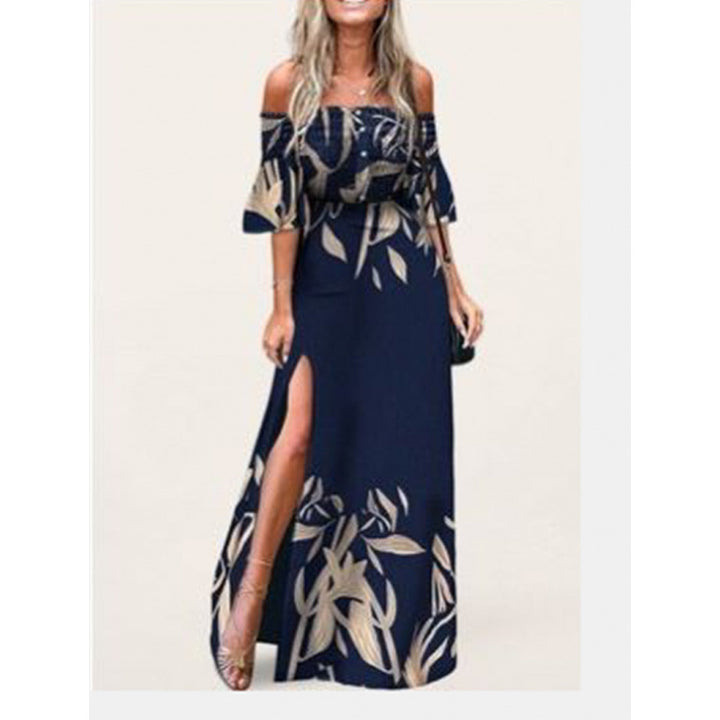 Fru Off-Shoulder Maxi Kjole med Blomstertryk og Slids Stilla