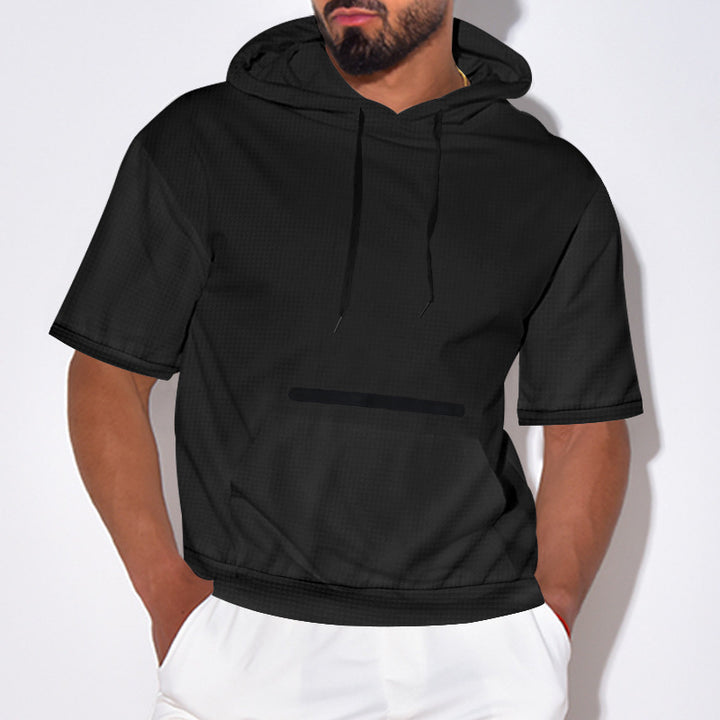 Herrer kortærmet hættepullover med innovativt design og praktisk lomme Stilla